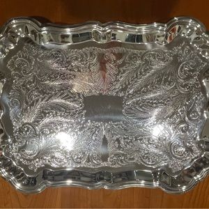 Antique FB Rogers silverplate Footed Waiter Battler Tracy